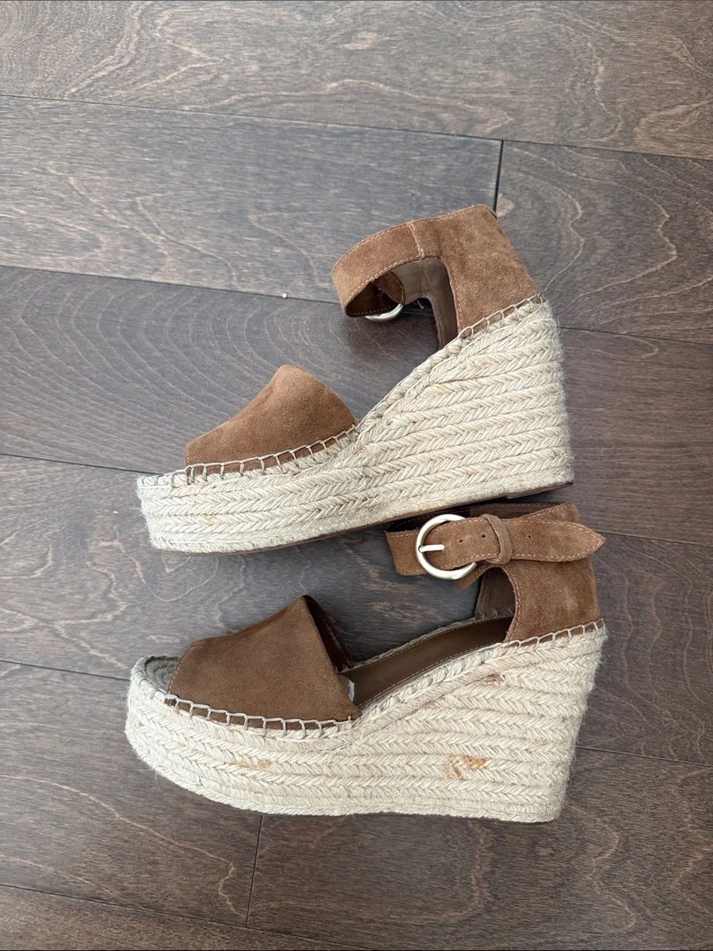 Marc Fisher Brown Suede Espadrille Wedge Sandals - Size 8.5